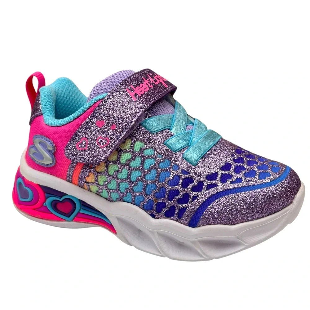 Skechers Baby Girls Slip-on Light-up Sneaker Size 6 Pink-Purple-Mult Lightweight